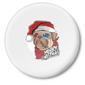 Значок с принтом Мопс Санта в Курске,  металл | круглая форма, металлическая застежка в виде булавки | Тематика изображения на принте: 2020 | christmas | happy | merry | new year | pug | в подарок | мопс | новый год | пёс | поздравить | рождество | с наступающим | с новым годом | с рождеством | санта | собака | щенок