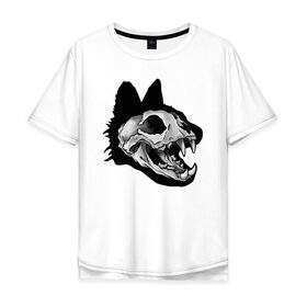 Мужская футболка хлопок Oversize с принтом Череп кота в Курске, 100% хлопок | свободный крой, круглый ворот, “спинка” длиннее передней части | skull | skull cat | кот | котики | череп | череп кота | черепа | черепа животных | черепушки