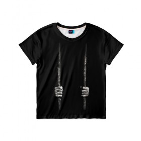 Детская футболка 3D с принтом Взаперти в Курске, 100% гипоаллергенный полиэфир | прямой крой, круглый вырез горловины, длина до линии бедер, чуть спущенное плечо, ткань немного тянется | в темноте | взаперти | руки | тьма