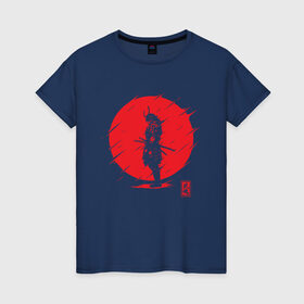 Женская футболка хлопок с принтом Самурайский Дух в Курске, 100% хлопок | прямой крой, круглый вырез горловины, длина до линии бедер, слегка спущенное плечо | samurai | samurai spirit | самурай | самурайский дух | япония