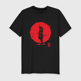Мужская футболка премиум с принтом Самурайский Дух в Курске, 92% хлопок, 8% лайкра | приталенный силуэт, круглый вырез ворота, длина до линии бедра, короткий рукав | samurai | samurai spirit | самурай | самурайский дух | япония