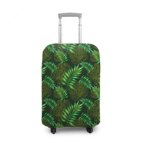 Чехол для чемодана 3D с принтом Зеленые тропики в Курске, 86% полиэфир, 14% спандекс | двустороннее нанесение принта, прорези для ручек и колес | гавайи | листья | листья пальм | пальмы | тропики