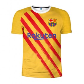 Мужская футболка 3D спортивная с принтом Barcelona 4-th kit 19-20 в Курске, 100% полиэстер с улучшенными характеристиками | приталенный силуэт, круглая горловина, широкие плечи, сужается к линии бедра | Тематика изображения на принте: barcelona | champions | laliga | league | spain | барселона | испания | лига | месси | чемпионов