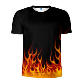 Мужская футболка 3D спортивная с принтом Пламя Old School в Курске, 100% полиэстер с улучшенными характеристиками | приталенный силуэт, круглая горловина, широкие плечи, сужается к линии бедра | burn | fire | костер | нарисованный | огня | огонь | олдскул | пламени | пламя | пожар | пылает | рисованный огонь | языки