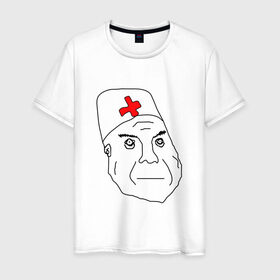 Мужская футболка хлопок с принтом Санитар в Курске, 100% хлопок | прямой крой, круглый вырез горловины, длина до линии бедер, слегка спущенное плечо. | врач | постирония | санитар | шизофрения | шуе | шуе ппш