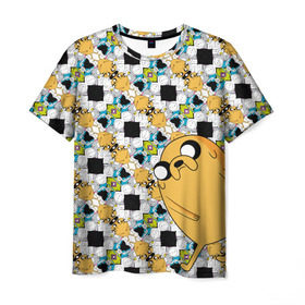Мужская футболка 3D с принтом Jake Adventure Time в Курске, 100% полиэфир | прямой крой, круглый вырез горловины, длина до линии бедер | adventure time | dsgnosadchaya | vdosadir | время приключений | джейк | пендлтон уорд | финн