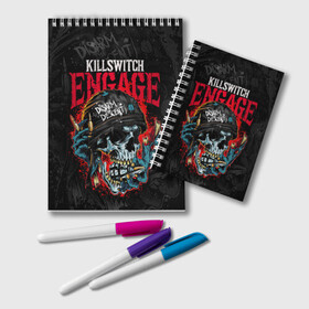 Блокнот с принтом Killswitch Engage в Курске, 100% бумага | 48 листов, плотность листов — 60 г/м2, плотность картонной обложки — 250 г/м2. Листы скреплены удобной пружинной спиралью. Цвет линий — светло-серый
 | killswitch engage | kse | metal | группы | метал | музыка | рок