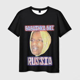 Мужская футболка 3D с принтом A$AP Rocky x SVMOSCOW Babushka в Курске, 100% полиэфир | прямой крой, круглый вырез горловины, длина до линии бедер | asap | babushka boi | rocky | svmoscow