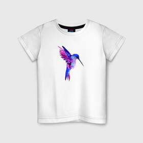 Детская футболка хлопок с принтом Колибри в Курске, 100% хлопок | круглый вырез горловины, полуприлегающий силуэт, длина до линии бедер | Тематика изображения на принте: акварель | колибри | птица | рисунок