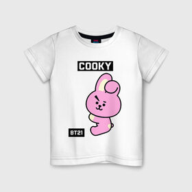 Детская футболка хлопок с принтом COOKY BT21 в Курске, 100% хлопок | круглый вырез горловины, полуприлегающий силуэт, длина до линии бедер | bt21 | bts | chimmy | cooky | koya | love yourself. | mang | rj | shooky | tata | бт21 | бтс