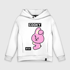 Детское худи Oversize хлопок с принтом COOKY BT21 в Курске, френч-терри — 70% хлопок, 30% полиэстер. Мягкий теплый начес внутри —100% хлопок | боковые карманы, эластичные манжеты и нижняя кромка, капюшон на магнитной кнопке | Тематика изображения на принте: bt21 | bts | chimmy | cooky | koya | love yourself. | mang | rj | shooky | tata | бт21 | бтс