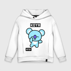 Детское худи Oversize хлопок с принтом KOYA BT21 в Курске, френч-терри — 70% хлопок, 30% полиэстер. Мягкий теплый начес внутри —100% хлопок | боковые карманы, эластичные манжеты и нижняя кромка, капюшон на магнитной кнопке | bt21 | bts | chimmy | cooky | koya | love yourself. | mang | rj | shooky | tata | бт21 | бтс