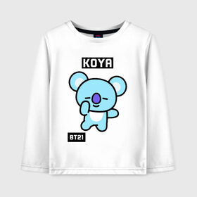 Детский лонгслив хлопок с принтом KOYA BT21 в Курске, 100% хлопок | круглый вырез горловины, полуприлегающий силуэт, длина до линии бедер | bt21 | bts | chimmy | cooky | koya | love yourself. | mang | rj | shooky | tata | бт21 | бтс