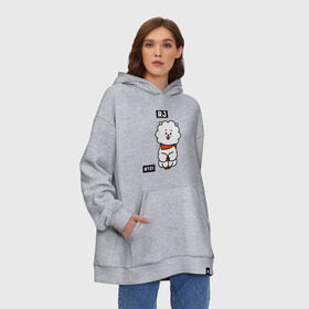 Худи SuperOversize хлопок с принтом RJ BT21 в Курске, 70% хлопок, 30% полиэстер, мягкий начес внутри | карман-кенгуру, эластичная резинка на манжетах и по нижней кромке, двухслойный капюшон
 | bt21 | bts | chimmy | cooky | koya | love yourself. | mang | rj | shooky | tata | бт21 | бтс