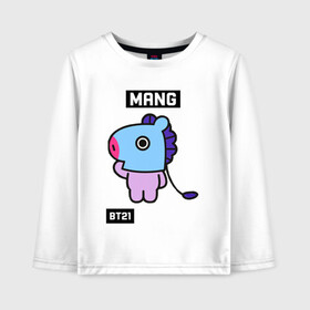 Детский лонгслив хлопок с принтом MANG BT21 в Курске, 100% хлопок | круглый вырез горловины, полуприлегающий силуэт, длина до линии бедер | bt21 | bts | chimmy | cooky | koya | love yourself. | mang | rj | shooky | tata | бт21 | бтс