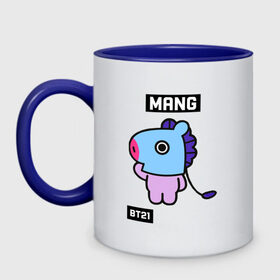 Кружка двухцветная с принтом MANG BT21 в Курске, керамика | объем — 330 мл, диаметр — 80 мм. Цветная ручка и кайма сверху, в некоторых цветах — вся внутренняя часть | bt21 | bts | chimmy | cooky | koya | love yourself. | mang | rj | shooky | tata | бт21 | бтс