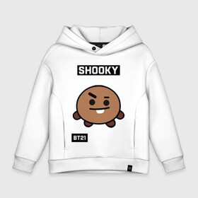 Детское худи Oversize хлопок с принтом SHOOKY BT21 в Курске, френч-терри — 70% хлопок, 30% полиэстер. Мягкий теплый начес внутри —100% хлопок | боковые карманы, эластичные манжеты и нижняя кромка, капюшон на магнитной кнопке | bt21 | bts | chimmy | cooky | koya | love yourself. | mang | rj | shooky | tata | бт21 | бтс