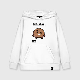 Детская толстовка хлопок с принтом SHOOKY BT21 в Курске, 100% хлопок | Круглый горловой вырез, эластичные манжеты, пояс, капюшен | Тематика изображения на принте: bt21 | bts | chimmy | cooky | koya | love yourself. | mang | rj | shooky | tata | бт21 | бтс