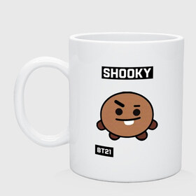 Кружка с принтом SHOOKY BT21 в Курске, керамика | объем — 330 мл, диаметр — 80 мм. Принт наносится на бока кружки, можно сделать два разных изображения | Тематика изображения на принте: bt21 | bts | chimmy | cooky | koya | love yourself. | mang | rj | shooky | tata | бт21 | бтс