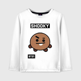 Детский лонгслив хлопок с принтом SHOOKY BT21 в Курске, 100% хлопок | круглый вырез горловины, полуприлегающий силуэт, длина до линии бедер | bt21 | bts | chimmy | cooky | koya | love yourself. | mang | rj | shooky | tata | бт21 | бтс