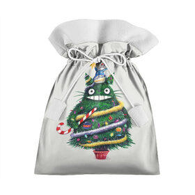 Подарочный 3D мешок с принтом Новогодний Totoro в Курске, 100% полиэстер | Размер: 29*39 см | 