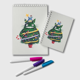 Блокнот с принтом Новогодний Totoro в Курске, 100% бумага | 48 листов, плотность листов — 60 г/м2, плотность картонной обложки — 250 г/м2. Листы скреплены удобной пружинной спиралью. Цвет линий — светло-серый
 | Тематика изображения на принте: 