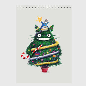 Скетчбук с принтом Новогодний Totoro в Курске, 100% бумага
 | 48 листов, плотность листов — 100 г/м2, плотность картонной обложки — 250 г/м2. Листы скреплены сверху удобной пружинной спиралью | 