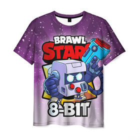 Мужская футболка 3D с принтом BRAWL STARS 8-BIT в Курске, 100% полиэфир | прямой крой, круглый вырез горловины, длина до линии бедер | 8 bit | 8 бит | brawl stars | brawl stars 8 bit | brawler | бравл старз | бравлер
