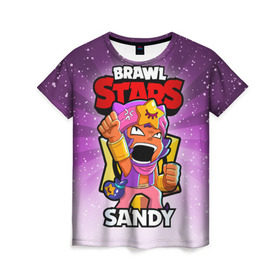 Женская футболка 3D с принтом BRAWL STARS SANDY в Курске, 100% полиэфир ( синтетическое хлопкоподобное полотно) | прямой крой, круглый вырез горловины, длина до линии бедер | brawl stars | brawl stars sandy | brawler | sandy | бравл старз | бравлер | сэнди