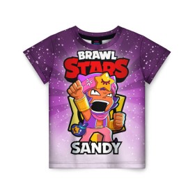 Детская футболка 3D с принтом BRAWL STARS SANDY в Курске, 100% гипоаллергенный полиэфир | прямой крой, круглый вырез горловины, длина до линии бедер, чуть спущенное плечо, ткань немного тянется | Тематика изображения на принте: brawl stars | brawl stars sandy | brawler | sandy | бравл старз | бравлер | сэнди