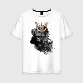 Женская футболка хлопок Oversize с принтом Samurai в Курске, 100% хлопок | свободный крой, круглый ворот, спущенный рукав, длина до линии бедер
 | samurai | warrior | воин | самурай