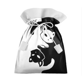 Подарочный 3D мешок с принтом ДВА КОТА КУВЫРКАЮТСЯ. в Курске, 100% полиэстер | Размер: 29*39 см | black white | два кота кувыркаются | животные | котики | коты | черно белое
