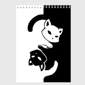 Скетчбук с принтом ДВА КОТА КУВЫРКАЮТСЯ в Курске, 100% бумага
 | 48 листов, плотность листов — 100 г/м2, плотность картонной обложки — 250 г/м2. Листы скреплены сверху удобной пружинной спиралью | Тематика изображения на принте: black white | два кота кувыркаются | животные | котики | коты | черно белое