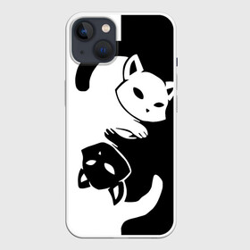 Чехол для iPhone 13 с принтом ДВА КОТА КУВЫРКАЮТСЯ. в Курске,  |  | Тематика изображения на принте: black white | два кота кувыркаются | животные | котики | коты | черно белое