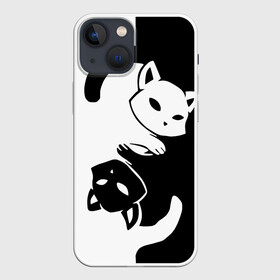 Чехол для iPhone 13 mini с принтом ДВА КОТА КУВЫРКАЮТСЯ. в Курске,  |  | Тематика изображения на принте: black white | два кота кувыркаются | животные | котики | коты | черно белое