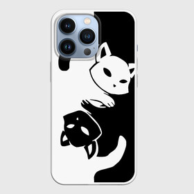 Чехол для iPhone 13 Pro с принтом ДВА КОТА КУВЫРКАЮТСЯ. в Курске,  |  | Тематика изображения на принте: black white | два кота кувыркаются | животные | котики | коты | черно белое