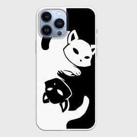 Чехол для iPhone 13 Pro Max с принтом ДВА КОТА КУВЫРКАЮТСЯ. в Курске,  |  | Тематика изображения на принте: black white | два кота кувыркаются | животные | котики | коты | черно белое