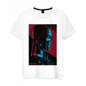 Мужская футболка хлопок с принтом Terminator в Курске, 100% хлопок | прямой крой, круглый вырез горловины, длина до линии бедер, слегка спущенное плечо. | 