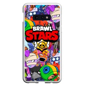 Чехол для Samsung S10E силиконовый с принтом BRAWL STARS в Курске, Силикон | Область печати: задняя сторона чехла, без боковых панелей | 8 bit | 8 бит | brawl stars | brawler | crow | emz | leon | nita | sandy | spike | бравл старз | бравлер | ворон | леон | нита | спайк | сэнди | эмз