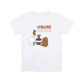Детская футболка хлопок с принтом baby Bears в Курске, 100% хлопок | круглый вырез горловины, полуприлегающий силуэт, длина до линии бедер | Тематика изображения на принте: baby bears | bare bears | dsgngerzen | grizz | isebear | panpan | vdgerir