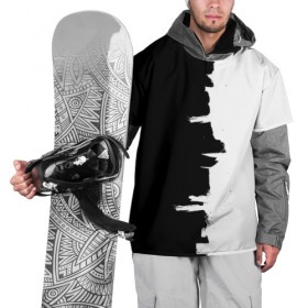 Накидка на куртку 3D с принтом Черным по белому в Курске, 100% полиэстер |  | black | white | белый | инь | чб | черный | янь