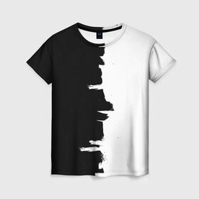 Женская футболка 3D с принтом Черным по белому в Курске, 100% полиэфир ( синтетическое хлопкоподобное полотно) | прямой крой, круглый вырез горловины, длина до линии бедер | black | white | белый | инь | чб | черный | янь