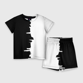 Детский костюм с шортами 3D с принтом Черным по белому в Курске,  |  | Тематика изображения на принте: black | white | белый | инь | чб | черный | янь