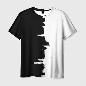 Мужская футболка 3D с принтом Черным по белому в Курске, 100% полиэфир | прямой крой, круглый вырез горловины, длина до линии бедер | Тематика изображения на принте: black | white | белый | инь | чб | черный | янь