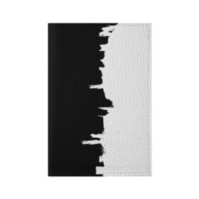 Обложка для паспорта матовая кожа с принтом Черным по белому в Курске, натуральная матовая кожа | размер 19,3 х 13,7 см; прозрачные пластиковые крепления | black | white | белый | инь | чб | черный | янь
