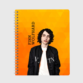 Тетрадь с принтом finn wolfhard в Курске, 100% бумага | 48 листов, плотность листов — 60 г/м2, плотность картонной обложки — 250 г/м2. Листы скреплены сбоку удобной пружинной спиралью. Уголки страниц и обложки скругленные. Цвет линий — светло-серый
 | Тематика изображения на принте: finn wolfhard | очень странные дела | финн вулфард