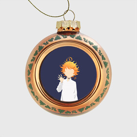 Стеклянный ёлочный шар с принтом Emma в Курске, Стекло | Диаметр: 80 мм | emma | neverland | the promised neverland | yakusoku no neverland | неверленд | неверлэнд | обещанный неверленд | эмма