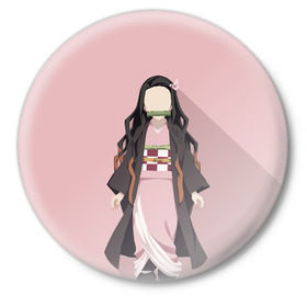 Значок с принтом Nezuko Kamado в Курске,  металл | круглая форма, металлическая застежка в виде булавки | Тематика изображения на принте: 
