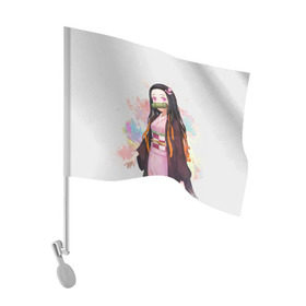 Флаг для автомобиля с принтом Nezuko Kamado в Курске, 100% полиэстер | Размер: 30*21 см | Тематика изображения на принте: demon | kamado | nezuko | slayer | камадо | недзуко | незуко | нэдзуко | нэзуко