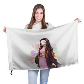 Флаг 3D с принтом Nezuko Kamado в Курске, 100% полиэстер | плотность ткани — 95 г/м2, размер — 67 х 109 см. Принт наносится с одной стороны | Тематика изображения на принте: demon | kamado | nezuko | slayer | камадо | недзуко | незуко | нэдзуко | нэзуко